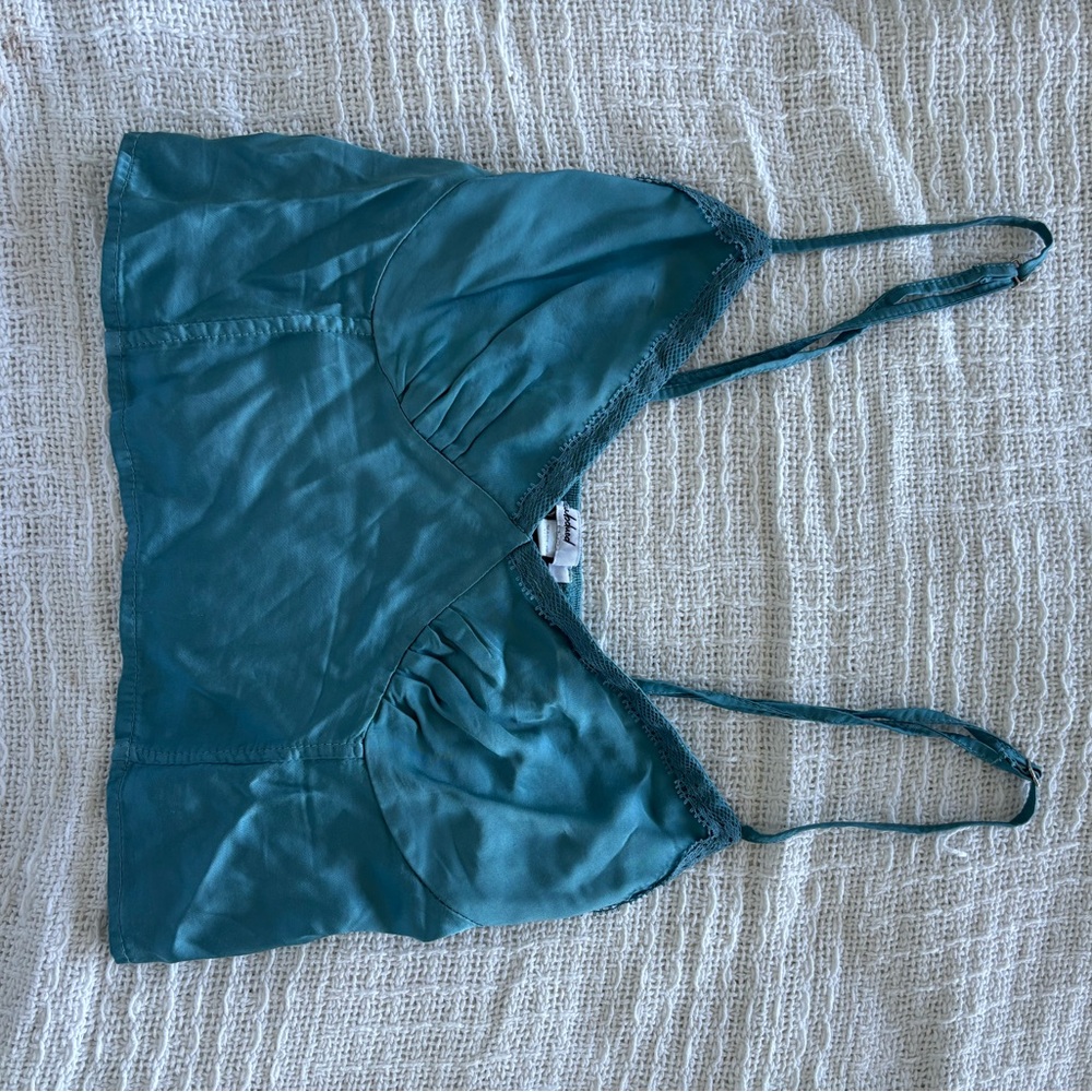Teal Satin Tank Top